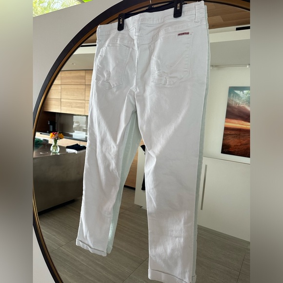 Hudson Natalie Mid-Rise Slim Boyfriend White Jeans, Size 30 - Picture 4 of 9